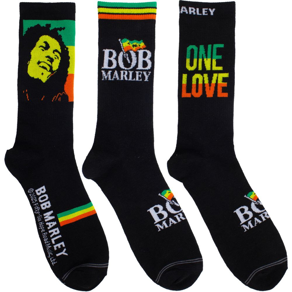 Bob Marley - Logos Socks - Black